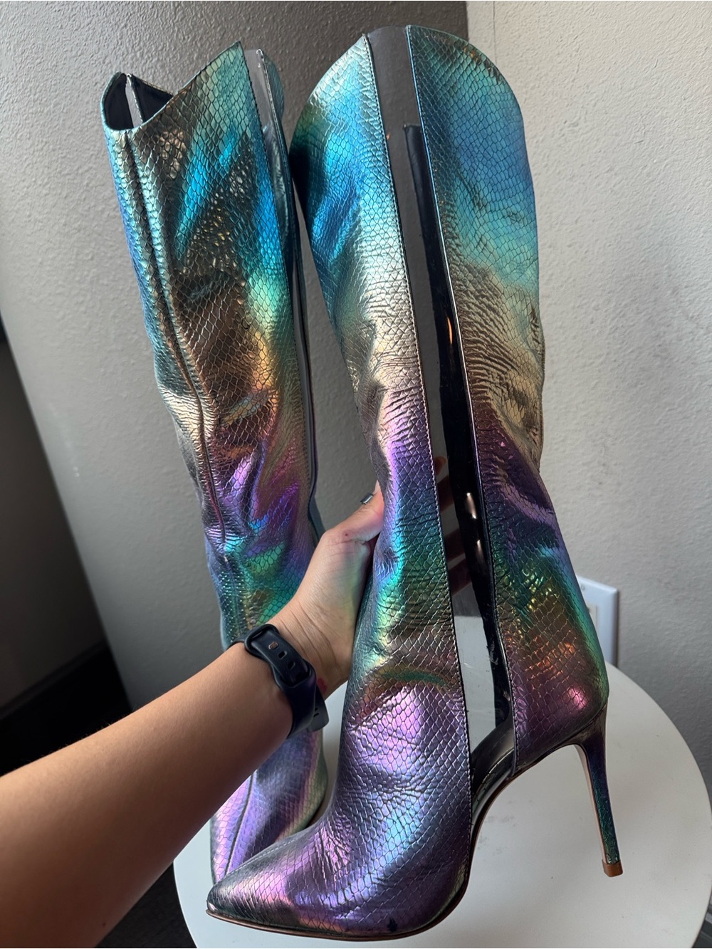Schutz Iridescent Multi-Color Knee-High Stiletto Boots - Women